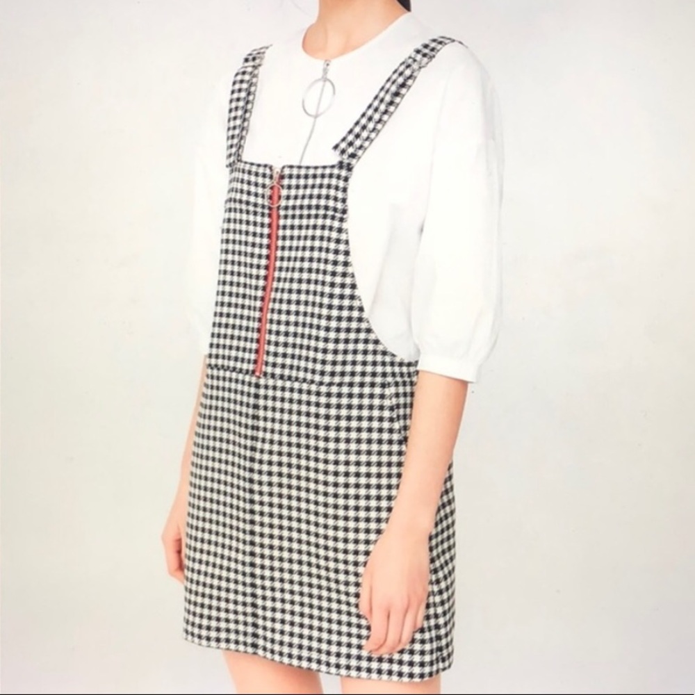 Mango Houndstooth Pinafore Dress